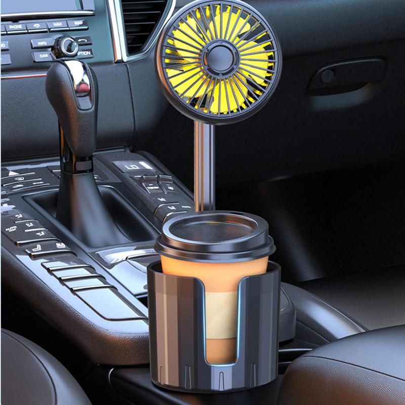 Car Cup Holder With Fan 2 In 1 12V/24V Auto Cooling Fan Vehicle Drinks Container Cup Holder Mounted Fan Car Accessories