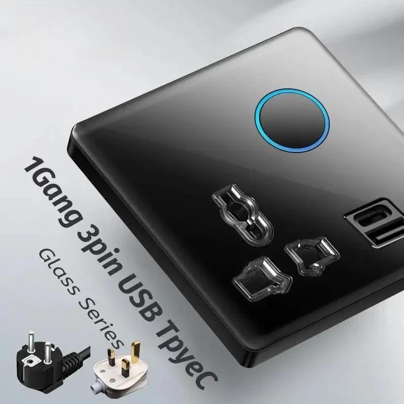 Панель из закаленного стекла 1 2 3 4-клавишный настенный выключатель света 1 2-позиционный международный универсальный светодиодный индикатор точка сброса питания ВКЛ ВЫКЛ