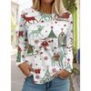 Christmas Women's Long Sleeve Funny Santa Claus 3D Pattern T Shirt 2024 Autumn Fashion Elk Women's TopsPullover Clothing