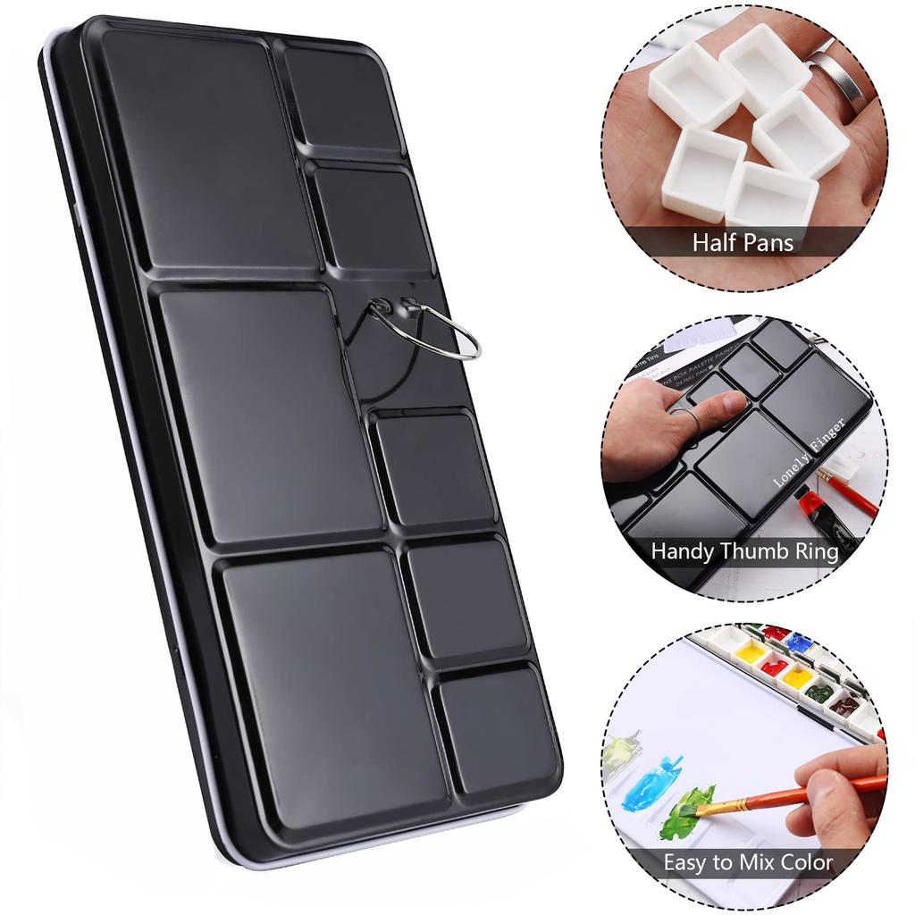 Empty Metal Watercolor Tin Palette Box With 14/26/52pcs Detachable Empty Watercolor Half Pans For DIY Travel Watercolor Palette