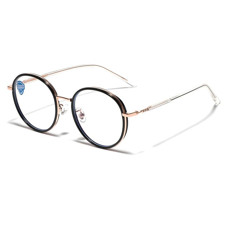 Glasses Round Semi-Metal Ring Glasses Women'S Tr90 Plain Mirrors Trend Flat Mirrors Men