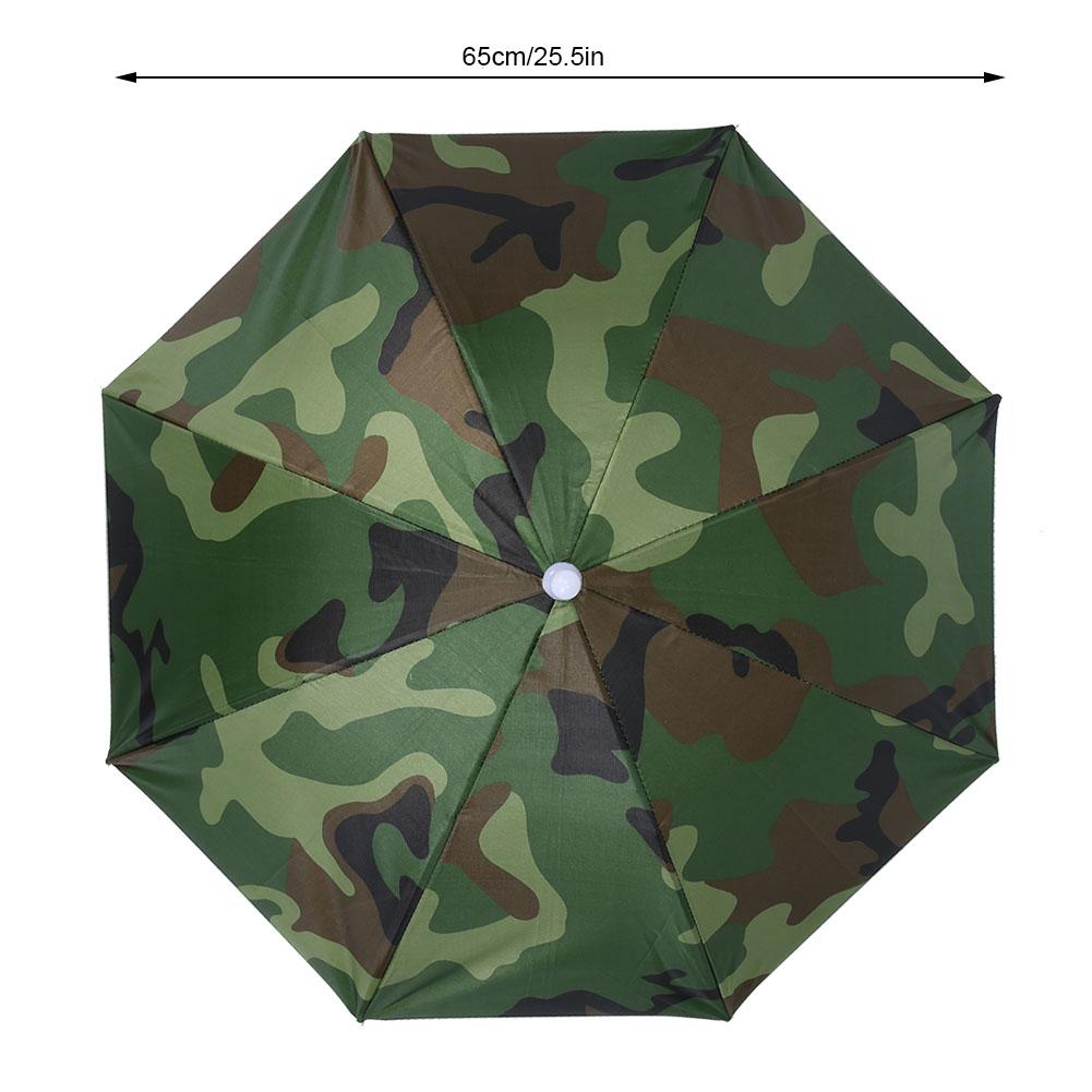 65cm Sunscreen Windproof Head Mounted Umbrella Top Folding Hat Umbrella(Camouflage)