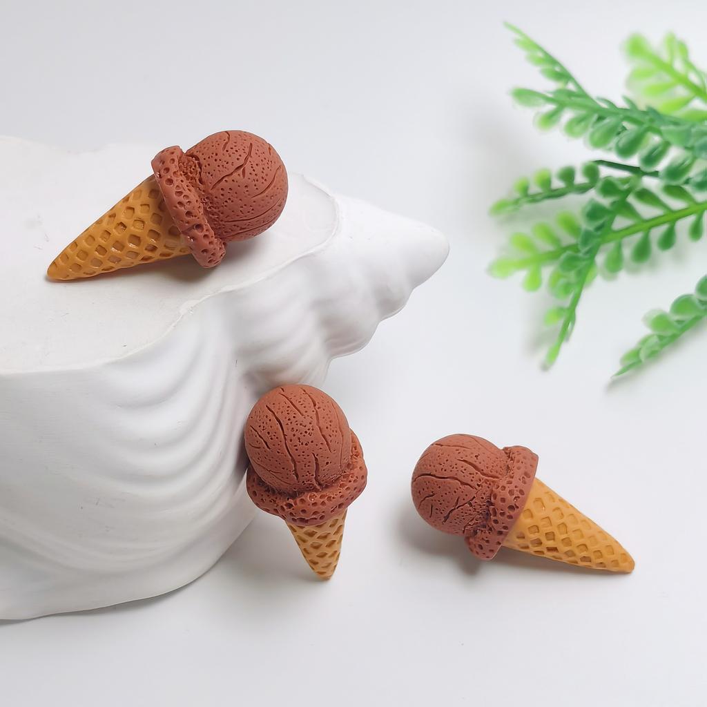 Summer Theme Resin Mixed Color Ice Cream Flat Back Resin Charms 3D Food Minaiture for DIY Jewelry, Scrapbooking Crafts