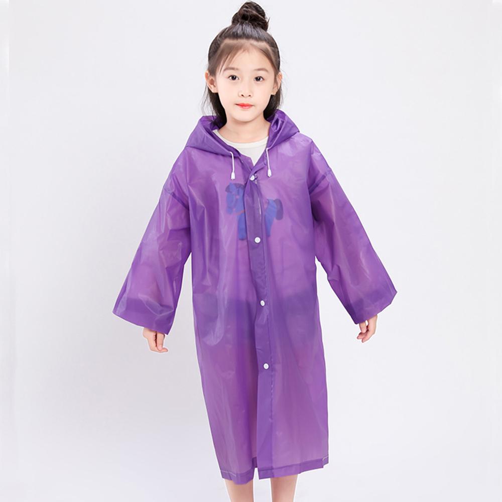 Children"s Raincoat Thickened Waterproof Girls Boy Rain Coat Kids Clear Transparent Hooded Rain