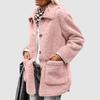 Women's Winter Coats Long Sleeve Lapel Button Down Pockets Fleece Jacket Casual Trendy Outerwear