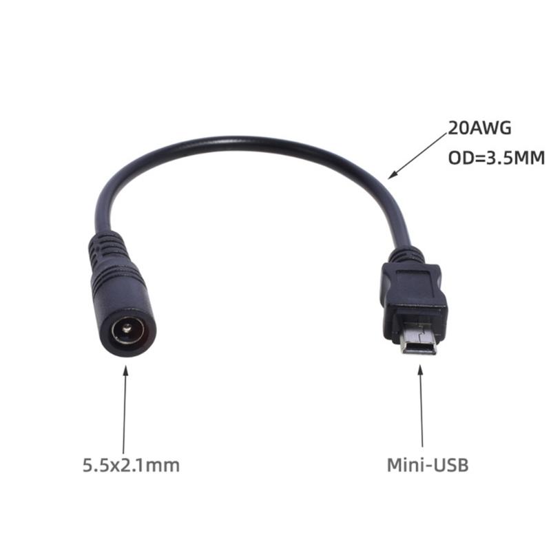 Разъем питания DC 5.5x2.1мм гнездо на Mini USB штекер удлинительный кабель для зарядки адаптер (5,5x2,1 мм к Mini USB)