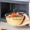 1 шт. Прозрачная стеклянная салатница Термостойкая для дома Кухни Выпечки Миска для лапши Большая миска для быстрого приготовления лапши и супа Микроволновая печь Столовые приборы