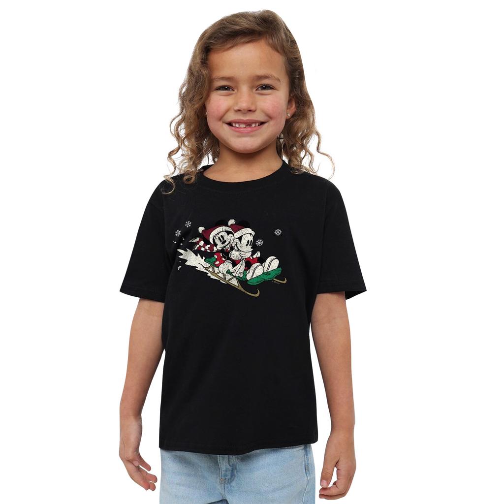 Disney Childrens/Kids Sledding For Christmas Mickey & Minnie Mouse T-Shirt