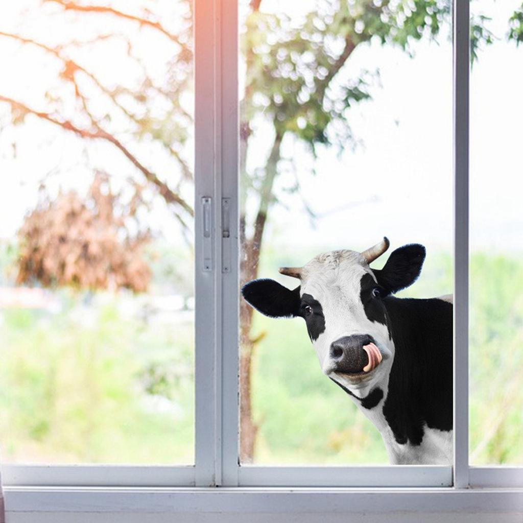 Мультяшные наклейки с коровами, Витрины из стекла, Домашнее украшение для спальни, Самоклеящиеся наклейки на стену.