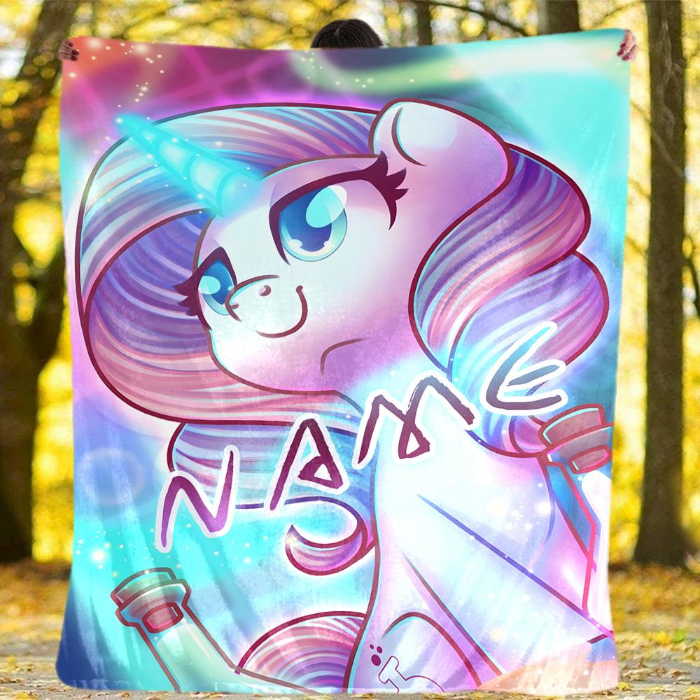 Unicorn Fantasy Outdoor Customize Your Name Blanket Soft Lightweight Cozy All Season Multi Use Travel Camping Picnic Couch Office Bed Living Room Gift