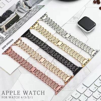 Роскошный блестящий бриллиантовый ремешок для Apple Watch Band 40 мм, 45 мм, 44 мм, 41 мм, 42 мм, 38 мм, металлический ремень для Iwatch Series 7 SE 6 5 4, женский браслет
