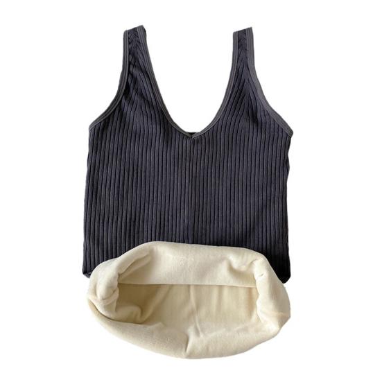 Women Thermal Tank Top V Neck Sleeveless Camisole Base Layer Thickened Fleece Lined Cami Vest Underwear Tops for Winter Cold Weather