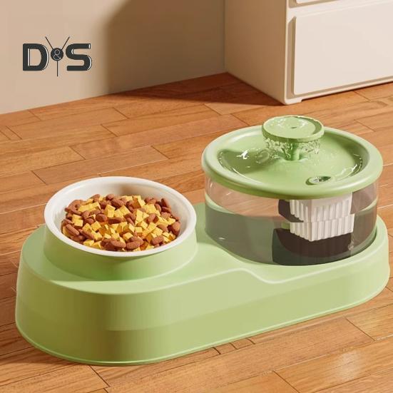 Диспенсер для воды и еды для кошек 2 в 1 Автоматическая кормушка для кошек 1 л Набор из фонтана для воды и миски для еды для кошек, живущих в помещении, и маленьких собак