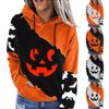 Женский пуловер с принтом Хэллоуина, круглый вырез, заниженная линия плеча, блузка с длинными рукавами