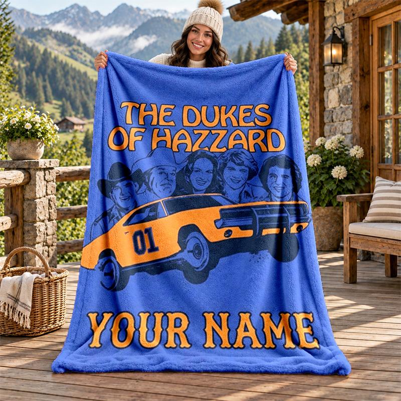 Dukes Of Hazzard Custom Name Flannel Blanket Personalized Soft Warm Plush Throw Blanket Customized Gift for Family Friends