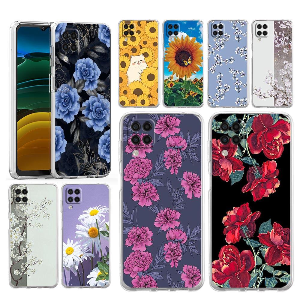 Чехол для телефона Samsung Galaxy A13 A15 A25 A51 A71 A21S A11 A12 A31 A52 A41 A23 A53 A73 A32 5G A03S A05s, прозрачный чехол с цветком 12