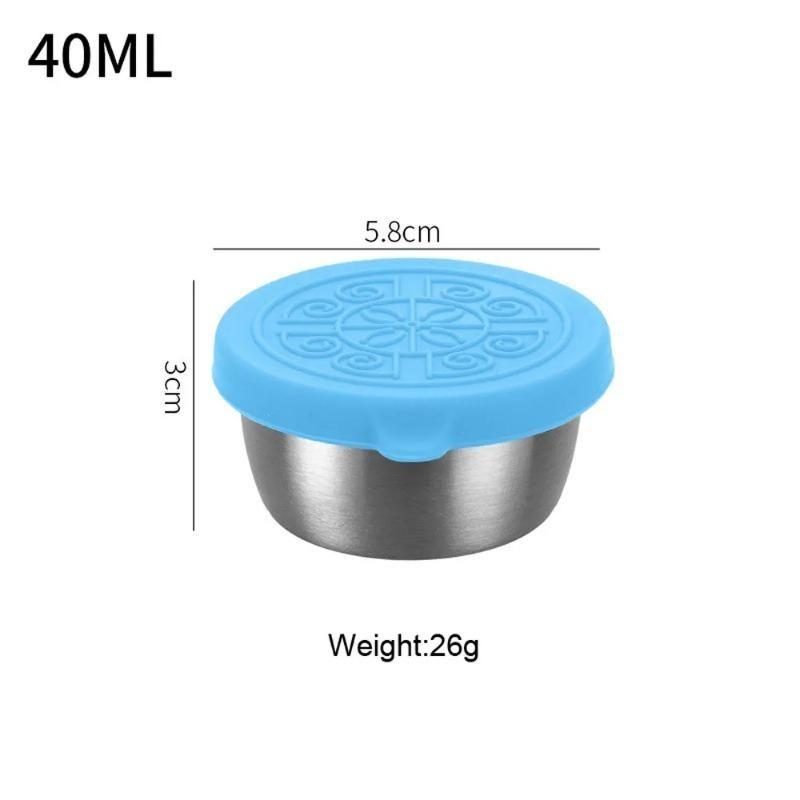 6pcs Multifunctional 304 Stainless Steel Sauce Dish With Silicone Lid, Sealed And Leak-proof Sauce Dish Tool Accessories Preserved Saucer
