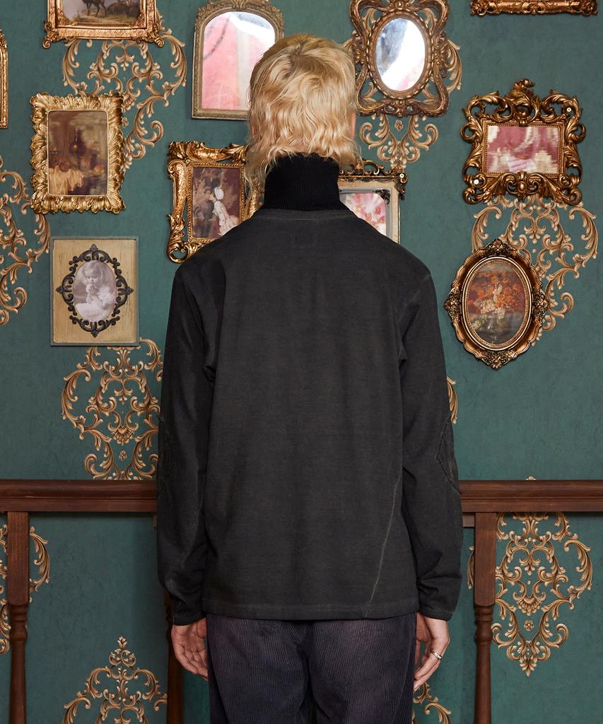UNALLOYED Dyed Argyle Long Sleeve T-Shirt / Charcoal