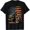 Men Clothing Cotton Print One Size Vintage T Shirt Motorcycle USA Flag Retro Biker T-Shirt for American 4th of July Race