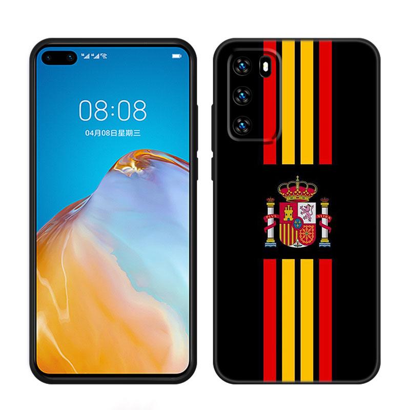 Испания Национальные Флаги Черный Чехол для Телефона Для Huawei P10 P20 P30 P40 Lite P50 P60 Art P50E P Smart Z 2018 2020 2021 Pro 2019