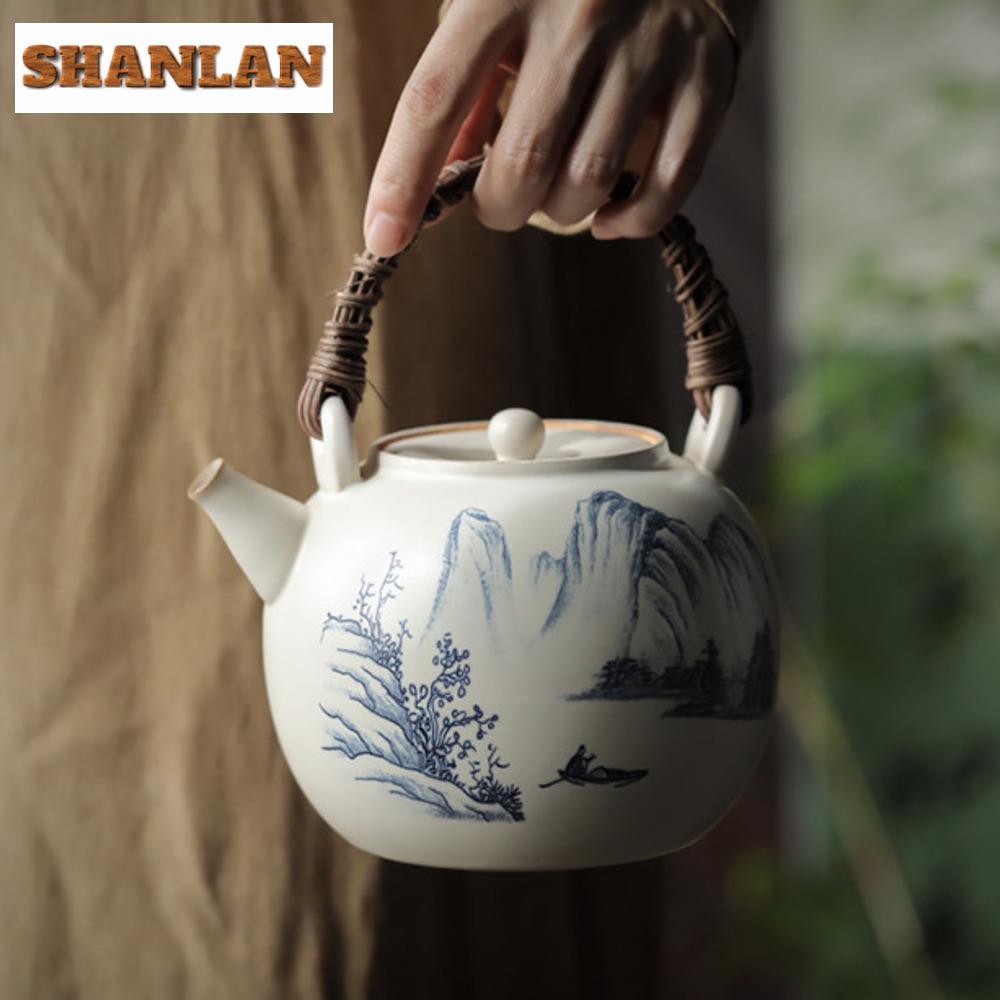 Soda Glazed Round Charcoal Furnace Cooking Tea Charcoal Stove Tea Cooke Boiling Water Kettle Small Clay Pottery Fire Warm Teapot