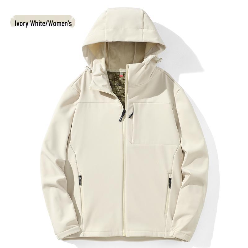 Unisex Windproof Softshell Jacket: Warm Hooded Outdoor Cardigan for Men & Women In Autumn/Winter