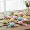 24 шт. Многоцветные Пасхальные Яйца Украшения DIY Поделки Ручной Работы Пенопластовые Пасхальные Яйца Подвесные Веревки Кролик Яйцо Пасхальная Вечеринка Украшения