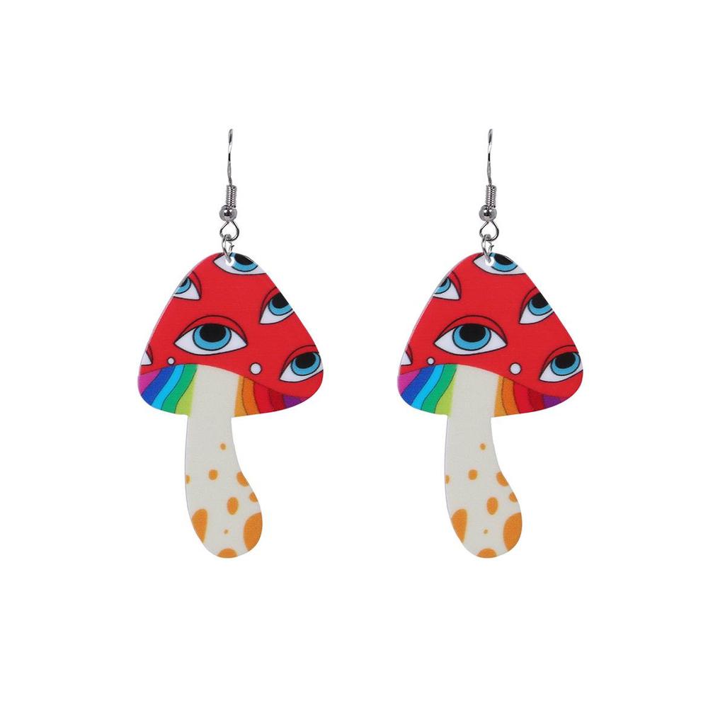 Европейские и американские трансграничные преувеличенные акриловые женские серьги-грибы: Креативный цветок, молния, подвеска Тай Чи.