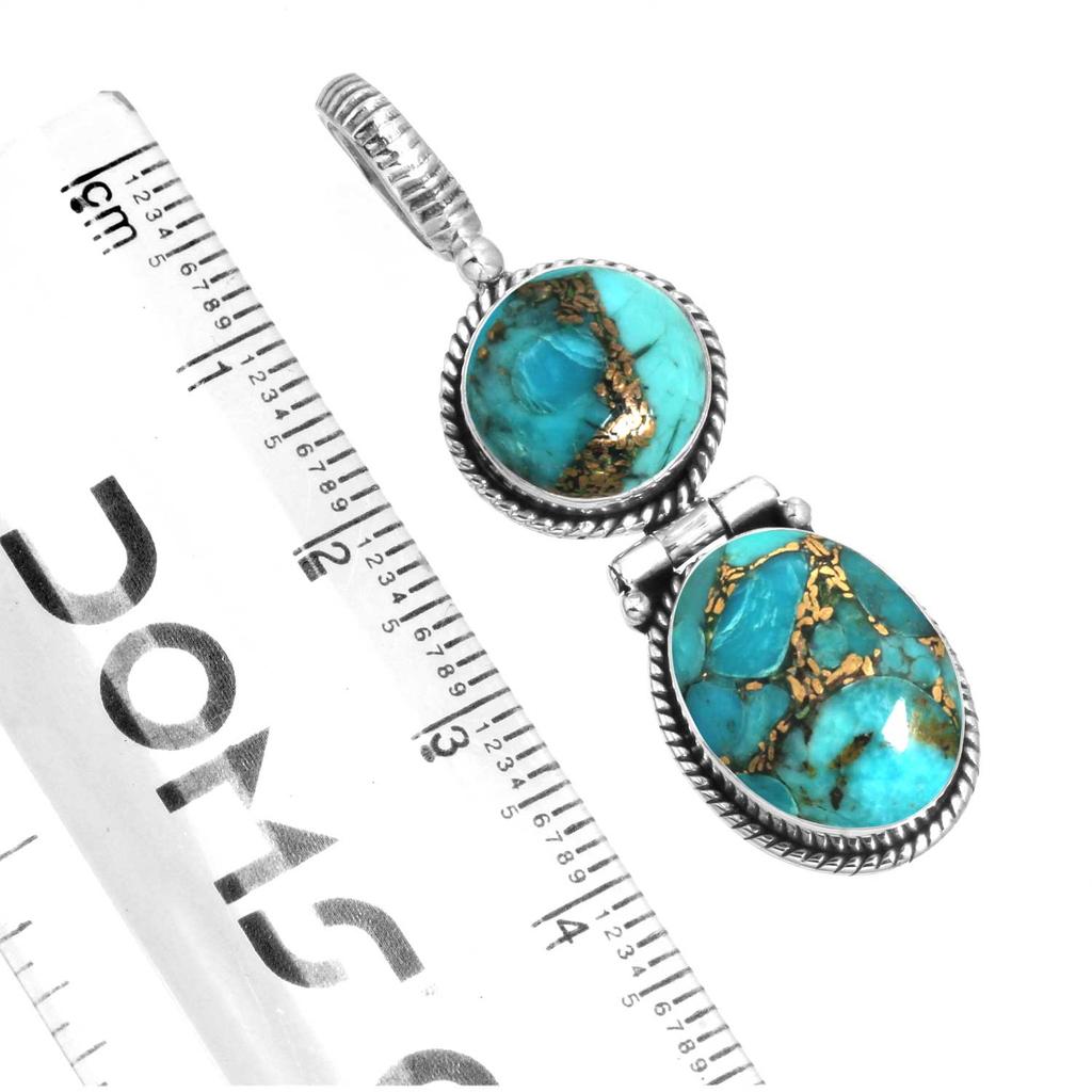 925 Sterling Silver Pendant Women Gemstone Handmade Jewelry Friendship Day Gift Blue Green Purple Copper Turquoise Pearl Lapis Mother Of Pearl