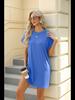 2024 Spring/Summer Solid Color Round Neck Pocket Loose Short-Sleeved Dress