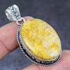 Natural Fossil Coral Gemstone Handmade 925 Sterling Silver Pendant 2.05" K0R96