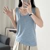Женская майка с U-образным вырезом из бамбукового хлопка: 2024 Свободный крой, Закрывает подмышки, Летняя одежда из чистого хлопка