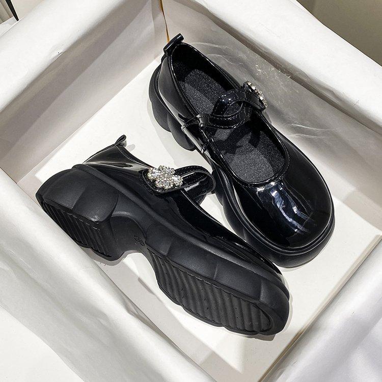 Туфли Мэри Джейн на платформе, женские весенние туфли в студенческом стиле, маленькие кожаные туфли, туфли из свиной почки, одинарные туфли на толстом каблуке