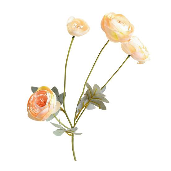 Artificial Lulian Flower Faux Silk Ranunculus Flower with Stem 4 Heads Fake Ranunculus Arrangement for Home Wedding Decoration Table Centerpiece
