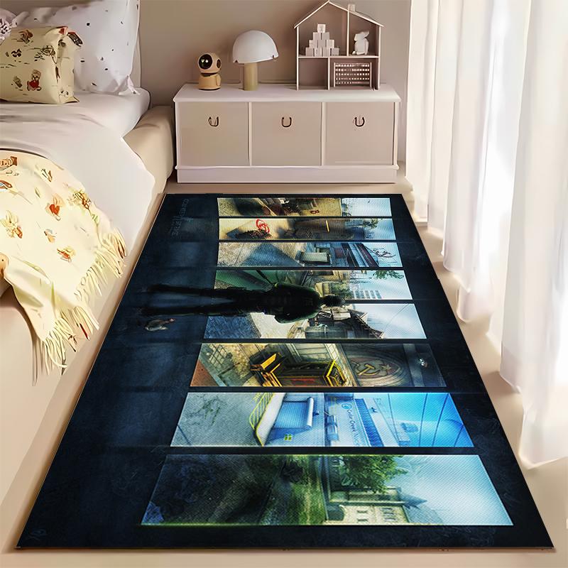 Tactical Game Design Rug for Gamers Non-slip rug suitable for living room and bedroom sofas.
