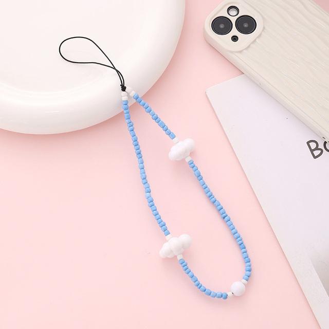Простые облачные цветы, акриловая цепочка для телефона из бисера, ремешок ярких цветов с бантом и узлом-тюльпаном, чехол для телефона, веревка, ювелирные аксессуары для женщин