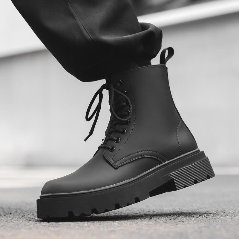 Высокие кожаные ботинки Мартин мужские в британском стиле 2024 новая модель ботинки-локомотивы увеличивающие рост кожаные ботинки 9056-J