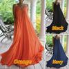 Bohemian Maxi Dress Orange V Neck 2025 Summer Large Size Suspender Style