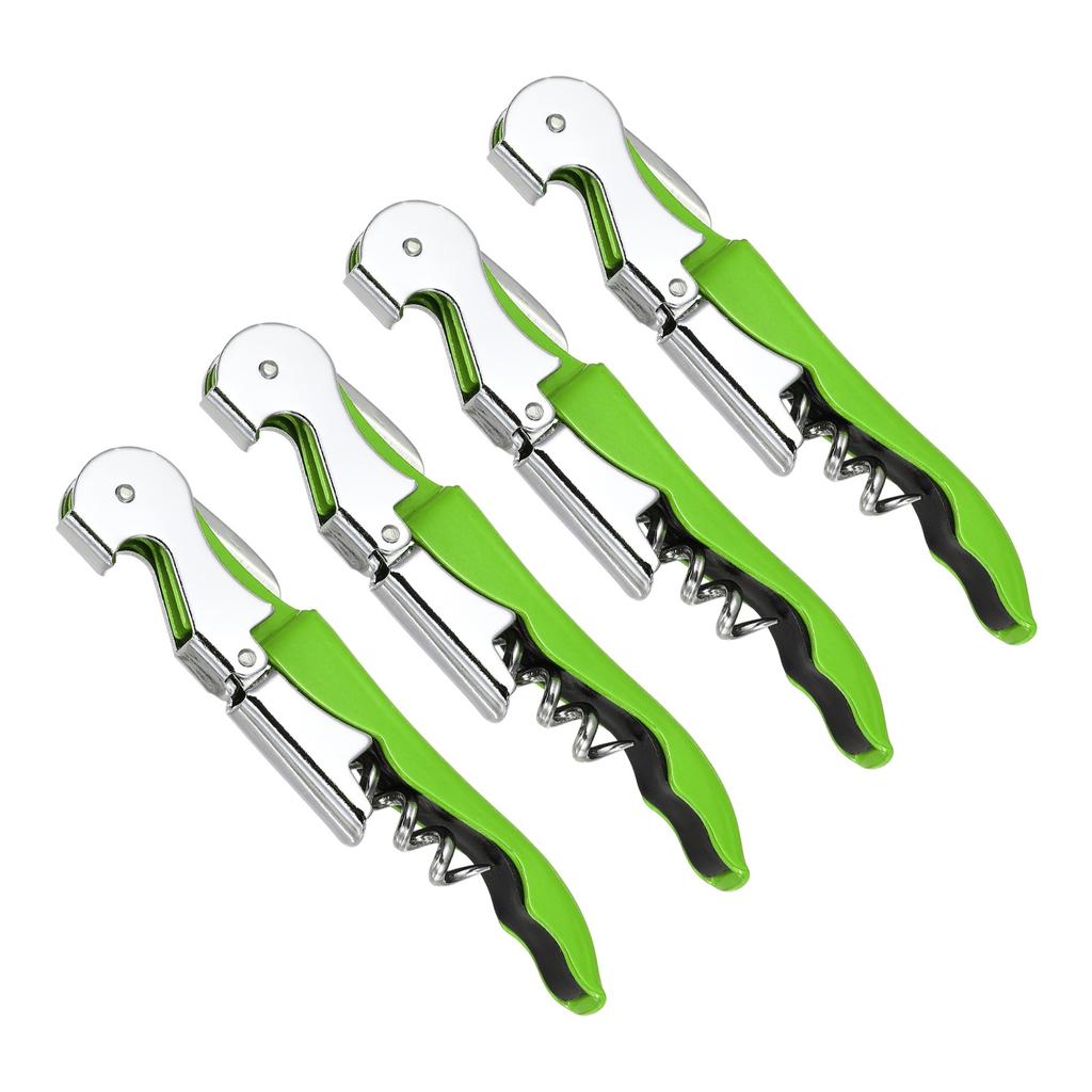 2/4Pcs Professional Waiters Corkscrew Stainless Steel Wine Key with Ergonomic Wood Grip Beer Bottle Opener and Foil Cutter