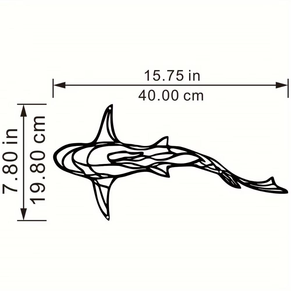 1pc, Minimalist Metal Wall Decoration Crafts, Iron Art Minimalist Line Shark Silhouette Wall Hanging for Bedroom Wall Decoration