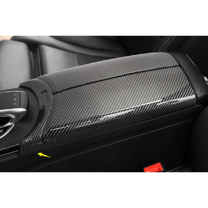 For Benz C-Class 2015- ABS Carbon Fiber Console Armrest Button Trim Decor 2X