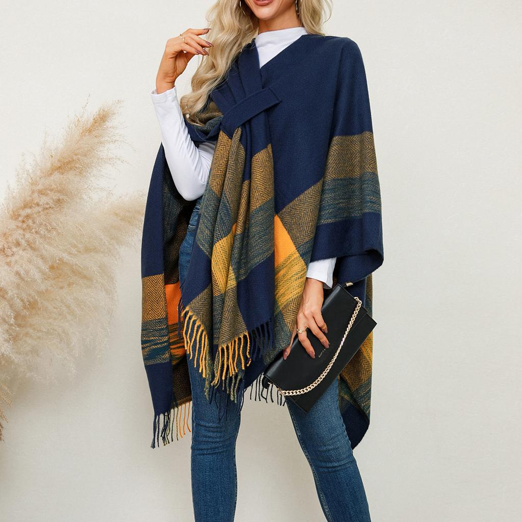 Women's Fashion High Feeling Shawl Scarf Faux Cashmere Knit  Jacket
