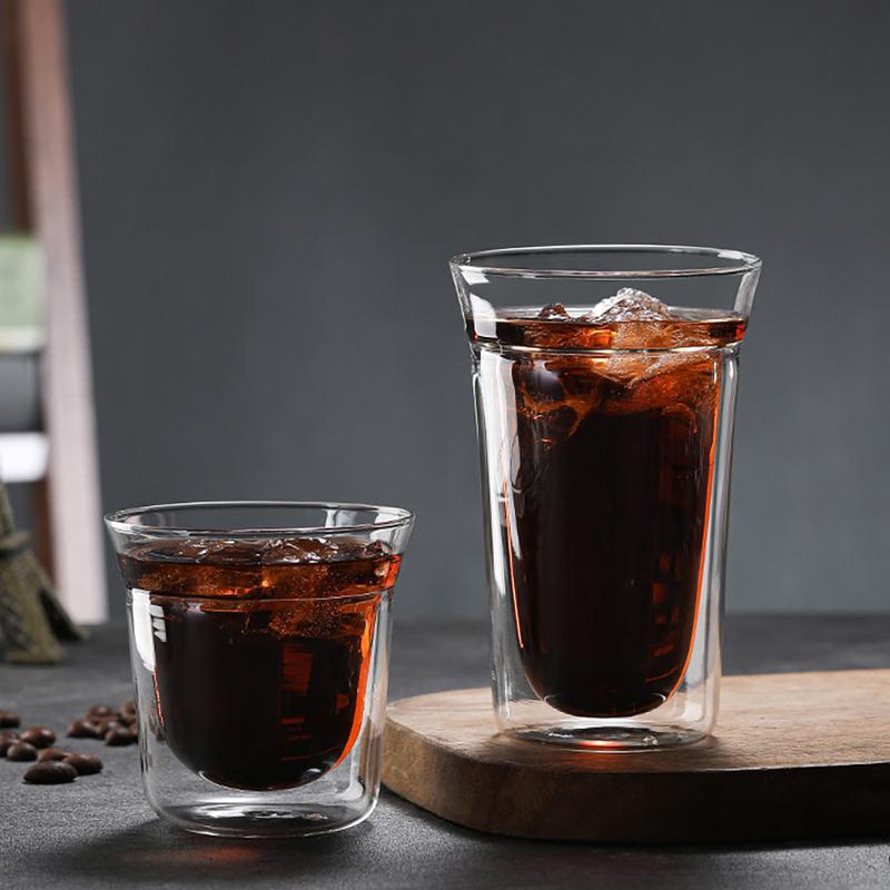 FOME 1/2pcs Double-walled Glass Coffee Cup Clear Insulated Espresso Cups Heatresist Milk Teacup Brandy Wine Drinking Glasses
