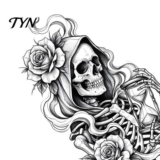 Decorative Window Film for Home Halloween Skeleton And Rose Static Clings, Removable Sketch Skull & Cling Flower Glass Sticker, Waterproof PVC