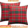Christmas Plaid Decorative Throw Pillow Covers Snowflake Tartan Scottish Cushion Cover For Sofa Couch Farm-house Holiday Decor