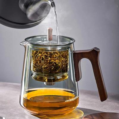 1 шт. Чайник из боросиликатного стекла с функцией фильтрации чая одним нажатием и ручкой, предотвращающей ожоги, для офиса и дома, цветочный чайник в подарок
