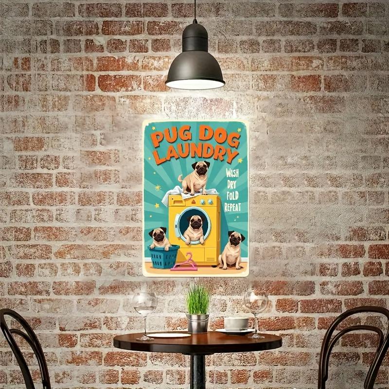 Vintage Dog Laundry Metal Sign D Flat Room Decor Humorous Home Gift for Cafe Office Street Patio and Beach