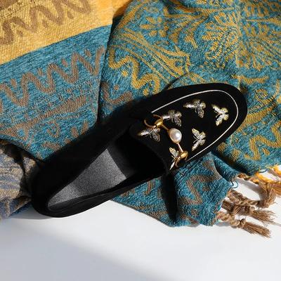 Женская обувь Туфли на плоской подошве Лоферы Удобные рабочие туфли на плоской подошве Лоферы Женские новые весенне-осенние с вышитой пчелой