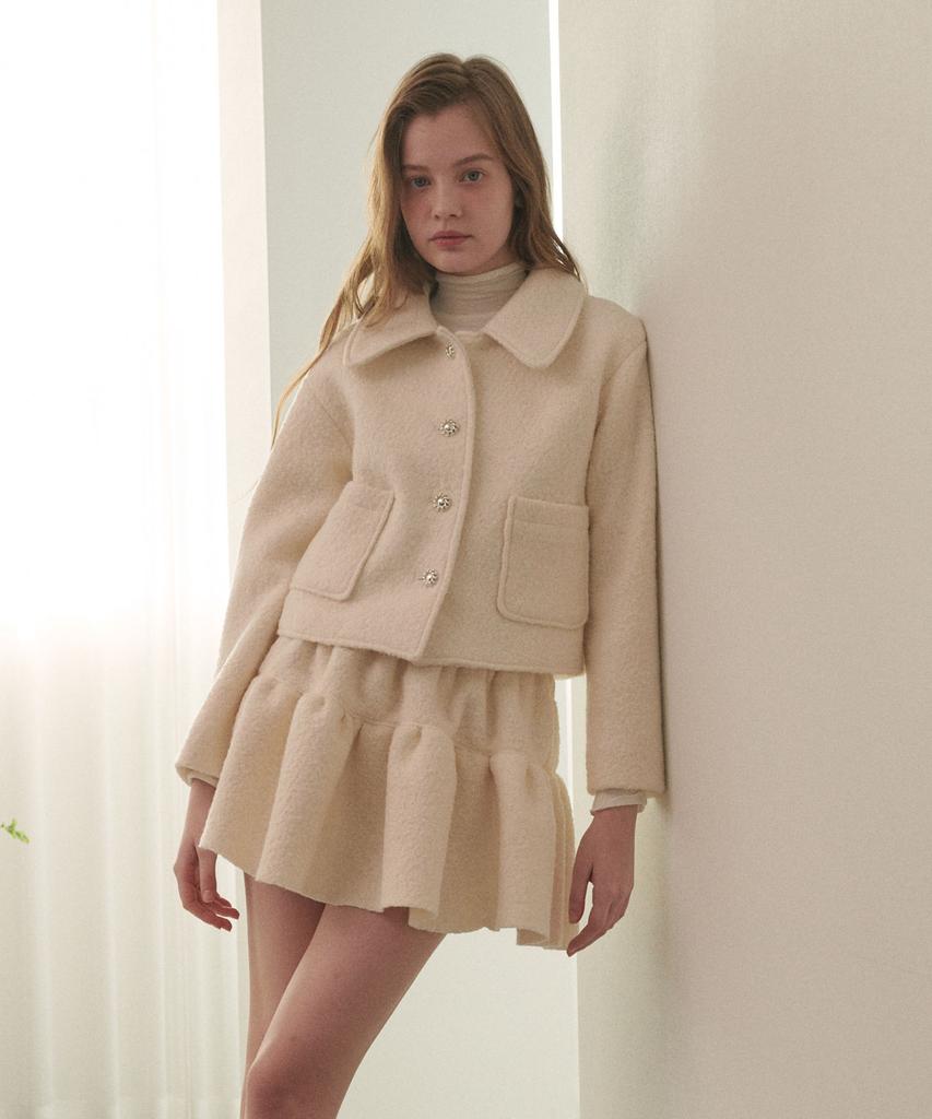 Luluchou Cozy Wool Crop Jacket - Ivory