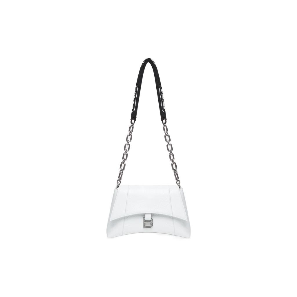 Balenciaga Downtown Distressed Silver Hardware Paper Feel Leather Shoulder Bag Small Women shoulder bag White 6890581I7BY9060